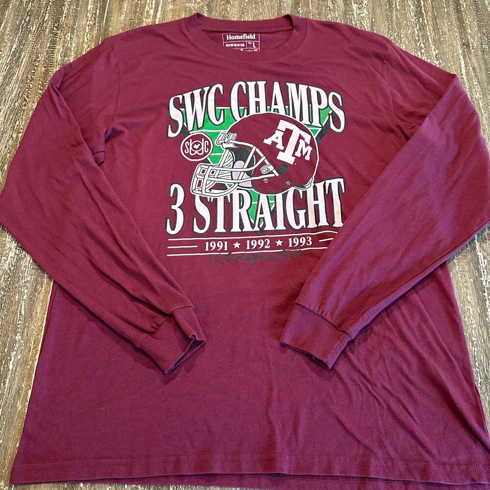 Homefield Texas A&M Aggies Long Sleeve T-Shirt Southwest Conference Champ Size L